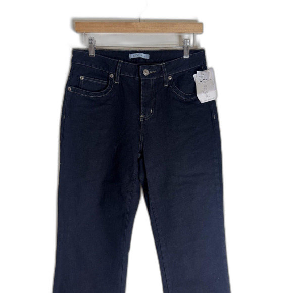 CAbi Jeans Womens 6 Black Straight Leg Stretch Denim jean Contrast Stitch - Picture 2 of 10